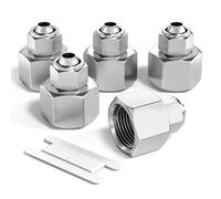 Bwintech 5 Pcs 6mm Tubing OD x 3/8" Female BSP Thread Straight Push to Connect Lock Nut Tube Pneumatic Fitting, KPCF6-03 Quick Air Line Adapter