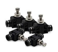 Bwintech 5 Pcs 8mm Tube OD Air Flow Control Valve,Union Pneumatic Speed Control Flow Controller PSA-08 Straight Union Push to Connect Tube Fitting Regulator Valve
