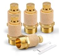 Bwintech 5 Pcs Air Pneumatic Adjustable Mufflers, 1/2" Male Thread Sintered Brass Exhaust Muffler Silencer