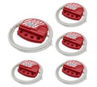 Bwintech 5 Pcs Red Adjustable Lockout Tagout Steel Cable for tagout Lock Applications, Work with Safety Padlocks