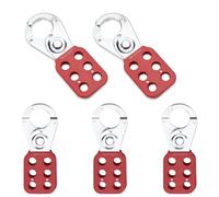 Bwintech 5 Pcs Red Jaw Steel Lockout Hasp Tagout Hasp for Padlocks, with 6 Holes Interlock