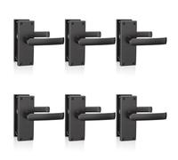 Bwintech 6 Pairs Black Victorian Straight Door Handles, 110mm Fixing Centres, Plain Backplate, Lever Latch for Internal Wooden Doors