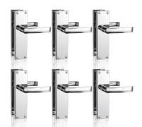 Bwintech 6 Pairs Lever Latch Flat Polished Chrome Door Handles,Classic Victorian Straight Design, Ideal for All Types of Wooden Doors,Internal Doors