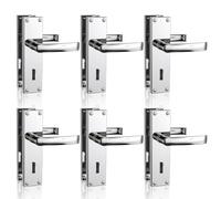 Bwintech 6 Pairs Lever Latch Flat Polished Chrome Door Handles Classic Victorian Straight Design,with Key Hole,Ideal for All Types of Wooden Doors,Internal Doors