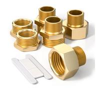 Bwintech 6 Pcs 1/8" to 3/8" Female & Male BSP Thread Brass Hex Nipple & Reducer & Bushing Connector for Pipe Connecting Conversion