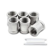 Bwintech 6 Pcs 3/8" Female to 3/8" Female BSP Thread Stainless Steel 304 Coupling Connector for Pipe Connecting Conversion