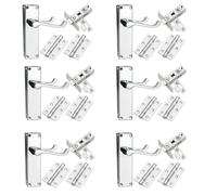 Bwintech 6-Set Victorian Door Handle Set in Polished Chrome, Complete with Pull Handle, 65 mm Steel Latch Bolt and 75 mm Ball Bearing Hinge, for Interior Wooden Doors