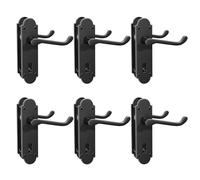 Bwintech 6 Sets Matt Black Richmond Lever on Plate, Latch Furniture, Backplate Door Handles, with Keyhole, Suitable for Wooden Doors