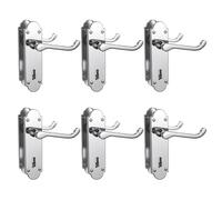 Bwintech 6 Sets Polished Chrome Richmond Lever on Plate, Latch Furniture, Backplate Door Handles, with Keyhole, Suitable for Wooden Doors