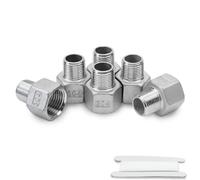 Bwintech 6pcs 1/4" Male to 1/2" Female BSP Thread Stainless Steel 304 Hex Socket Reduction Connector for Pipe Connection Conversion