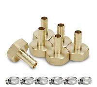 Bwintech 6Pcs Hose Connectors, Brass 3/4" BSP Female x 8mm, with Clamps
