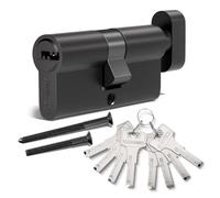 Bwintech 90 mm (45T/45) Black Zinc Alloy Euro Cylinder Lock, Door Drum Lock, Key with 8 Horizontal Dimple Keys