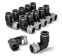 Bwintech Pack of 12 4 mm Hose AD x 1/8 Inch BSP Male Thread 90 Degree Angle Pneumatic Connector PL4-01 Quick Release Air Line Adapter