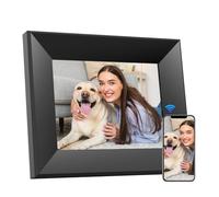 BWJBSW 8-Inch Digital Picture Frame with WiFi, Wood Finish Smart Photo Frame HD IPS Touch Screen with 16GB Storage - Easy Photo & Video Sharing from Anywhere - Ideal Gift for Family, Black