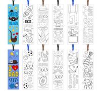 BWkoss Father's Day Color Your Own Bookmarks for Kids -75Pcs Happy Father's Day DIY Coloring Bulk Blank Bookmark Classroom Art Craft Supplies for Student Father's Day Holiday Party Goodie Fillers