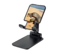 BWLHJKE 360 Rotating Cell Phone Stand, Fully Adjustable Foldable Desktop Phone Holder Cradle Dock, Turtles on The Beach Mobile Phone Kickstand for Desk, Office, Tablet Stand, Thick Case Friendly