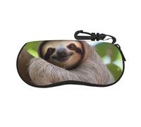 BWLHJKE A Sloth on a Tree Branch Glasses Case Zipper Hard Shell Sunglasses Cases Portable Travel Eyeglasses Case with Hook