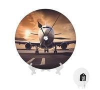 BWLHJKE Airplane Wall Clock Battery Operated, 10" Modern Round Wall Clocks, Silent Non Ticking Wall Clocks Large Analog Clock Decorative Round Clock for Office Kitchen Living Room