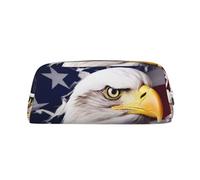 BWLHJKE America US Flag Bald Eagle Makeup Bag for Women Men Travel Toiletry Bag Aesthetic Purse Pouch Large Pencil Case, Silver, One Size
