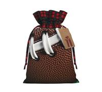 BWLHJKE American Football Laces Christmas Gift Bag Burlap Xmas Drawstring Gift Sack with Tag & Tie, Buffalo Plaid Christmas Bags for Gifts, Reusable Gift Wrapping Bag Holiday Party Favors
