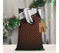BWLHJKE American Football Laces Christmas Gift Bag Burlap Xmas Drawstring Gift Sack with Tag & Tie, Small Christmas Bags for Gifts, Reusable Gift Wrapping Bag for Holiday Party Favors