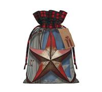 BWLHJKE American Wastern Texas Star Christmas Gift Bag Burlap Xmas Drawstring Gift Sack with Tag & Tie, Buffalo Plaid Christmas Bags for Gifts, Reusable Gift Wrapping Bag Holiday Party Favors