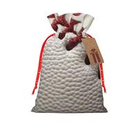 BWLHJKE Baseball Lace Close Up Christmas Gift Bag Burlap Xmas Drawstring Gift Sack with Tag & Tie, Small Christmas Bags for Gifts, Reusable Gift Wrapping Bag for Holiday Party Favors