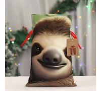 BWLHJKE - Christmas gift bag drawstring burlap with tag and tie, medium christmas bags for gifts, reusable bag for holiday party favors