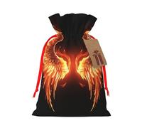 BWLHJKE - Christmas Gift Bag with Fire Angle Wings, Christmas Drawstring Bag with Tag and Tie, Small Christmas Bags for Gifts, Reusable Bag for Party Favors