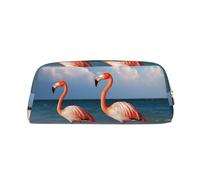 BWLHJKE Flamingo Walking on The Beach Makeup Bag for Women Men Travel Toiletry Bag Aesthetic Purse Pouch Large Pencil Case, Gold, One Size