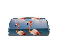 BWLHJKE Flamingo Walking on The Beach Makeup Bag for Women Men Travel Toiletry Bag Aesthetic Purse Pouch Large Pencil Case, Silver, One Size