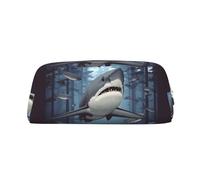 BWLHJKE Funny Sharks Design Makeup Bag for Women Men Travel Toiletry Bag Aesthetic Purse Pouch Large Pencil Case, Silver, One Size