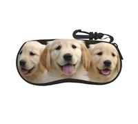 BWLHJKE Golden Retriever Puppies Glasses Case Zipper Hard Shell Sunglasses Cases Portable Travel Eyeglasses Case with Hook