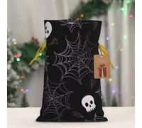 BWLHJKE Halloween Goth Christmas Gift Bag Burlap Xmas Drawstring Gift Sack with Tag & Tie, Small Christmas Bags for Gifts, Reusable Gift Wrapping Bag for Holiday Party Favors