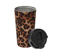 BWLHJKE Insulated Coffee Mug with Flip Lid and Handle Leopard Print Coffee Tumbler Stainless Steel Vacuum Coffee Cup Leakproof Travel Tumbler 16oz Reusable Thermal Cup for Outdoor