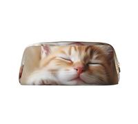 BWLHJKE Kitten Sleeps Makeup Bag for Women Men Travel Toiletry Bag Aesthetic Purse Pouch Large Pencil Case, Gold, One Size