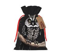 BWLHJKE Late Night Owl Christmas Gift Bag Burlap Xmas Drawstring Gift Sack with Tag & Tie, Medium Christmas Bags for Gifts, Reusable Gift Wrapping Bag for Holiday Party Favors