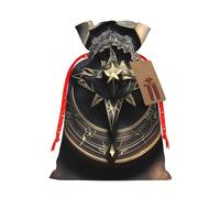 BWLHJKE Magical Design Norse Runes Compass Christmas Gift Bag Burlap Xmas Drawstring Gift Sack with Tag & Tie, Small Christmas Bags for Gifts, Reusable Gift Wrapping Bag for Holiday Party Favors