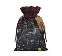 BWLHJKE mathematics and physics Christmas Gift Bag Burlap Xmas Drawstring Gift Sack with Tag & Tie, Buffalo Plaid Christmas Bags for Gifts, Reusable Gift Wrapping Bag Holiday Party Favors