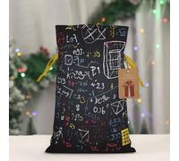 BWLHJKE mathematics and physics Christmas Gift Bag Burlap Xmas Drawstring Gift Sack with Tag & Tie, Small Christmas Bags for Gifts, Reusable Gift Wrapping Bag for Holiday Party Favors