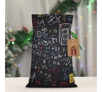 BWLHJKE mathematics and physics Christmas Gift Bag Burlap Xmas Drawstring Gift Sack with Tag & Tie, Small Christmas Bags for Gifts, Reusable Gift Wrapping Bag for Holiday Party Favors