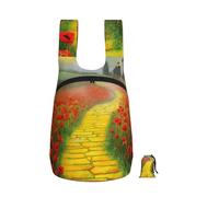 BWLHJKE Poppies Field Yellow Brick Road Backpack - Lightweight 16L Foldable Hiking Daypack Packable Back Pack Travel Bag Zipper