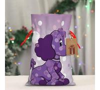 BWLHJKE purple Poodle Polka Dot Christmas Gift Bag Burlap Xmas Drawstring Gift Sack with Tag & Tie, Small Christmas Bags for Gifts, Reusable Gift Wrapping Bag for Holiday Party Favors