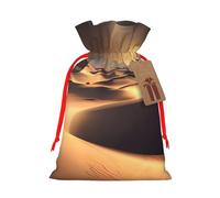 BWLHJKE Sahara Desert Christmas Gift Bag Burlap Xmas Drawstring Gift Sack with Tag & Tie, Small Christmas Bags for Gifts, Reusable Gift Wrapping Bag for Holiday Party Favors