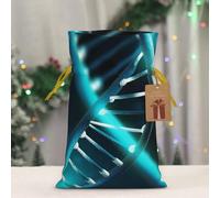 BWLHJKE Science Gene Strand Christmas Gift Bag Burlap Xmas Drawstring Gift Sack with Tag & Tie, Small Christmas Bags for Gifts, Reusable Gift Wrapping Bag for Holiday Party Favors