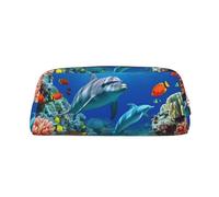 BWLHJKE Seabed Coral Fish Dolphins Makeup Bag for Women Men Travel Toiletry Bag Aesthetic Purse Pouch Large Pencil Case, Gold, One Size