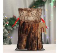 BWLHJKE Stump of Oak Tree Christmas Gift Bag Burlap Xmas Drawstring Gift Sack with Tag & Tie, Small Christmas Bags for Gifts, Reusable Gift Wrapping Bag for Holiday Party Favors