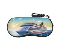 BWLHJKE Summer Sea Cruise Glasses Case Zipper Hard Shell Sunglasses Cases Portable Travel Eyeglasses Case with Hook