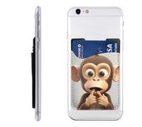 BWLHJKE The Silent Monkey Phone Wallet - Adhesive Credit Card Holder for Back of Phone Case, Leather ID Card Pouch - Stick On Phone Pocket Great Storage Compatible with Most Cell Phones