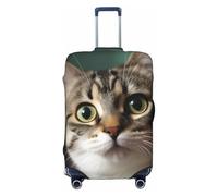 BWLHJKE Travel Luggage Cover for Suitcase Tsa Approved, Washable Elastic Suitcase Protector, A curious cat Suitcase Cover Anti-scratch Baggage Cover Fits 22-24 Inch Luggage Sleeve, Black, XL